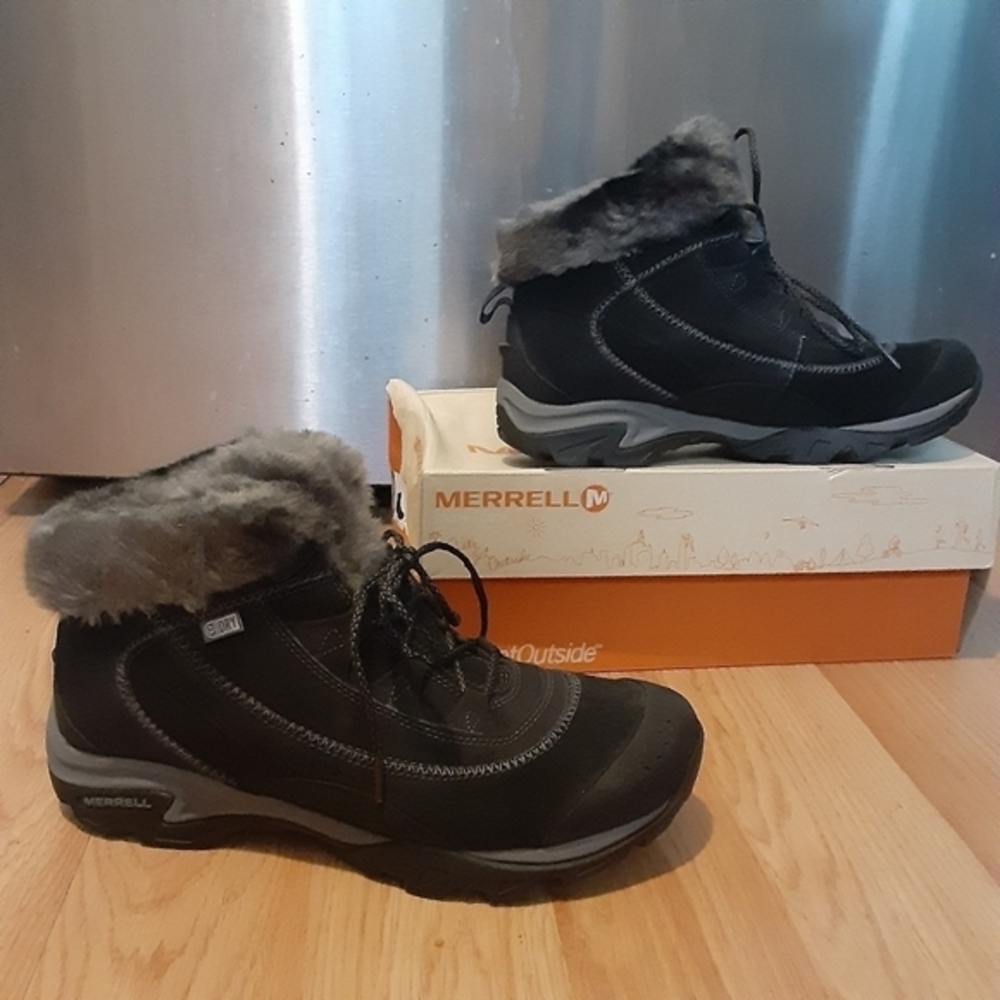 New Merrell insulated leather winter hiking boots,Rated -30C,41